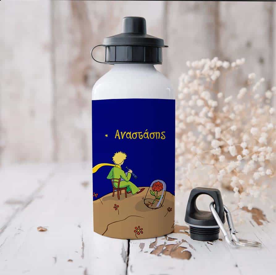 Ποδηλατικό Μπουκάλι 600ml με 2 Καπάκια Προσωποποιημένο 01 Μικρός Πρίγκιπας