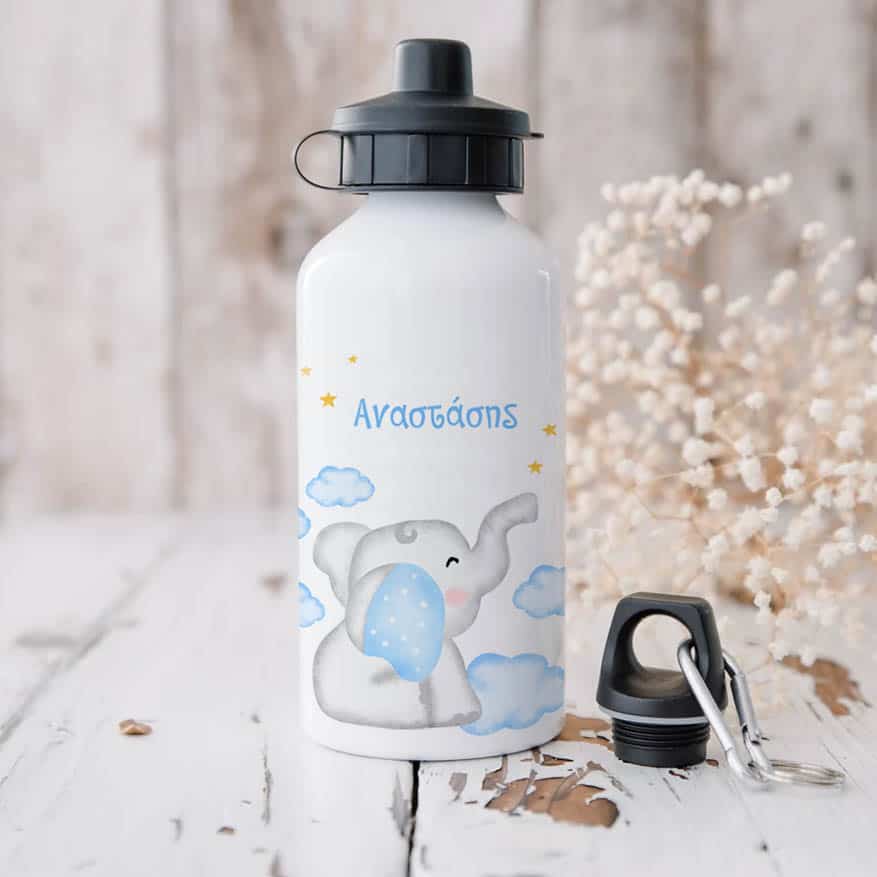 Ποδηλατικό Μπουκάλι 600ml με 2 Καπάκια Προσωποποιημένο 04 Ελεφαντάκι