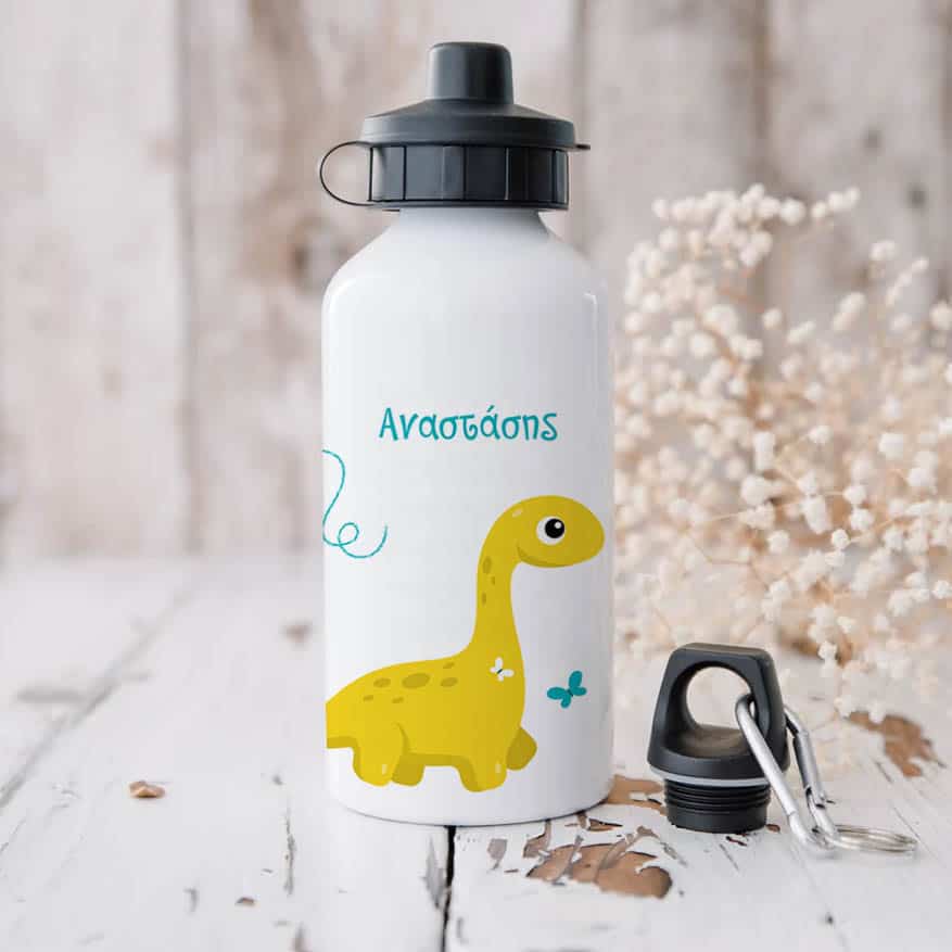 Ποδηλατικό Μπουκάλι 600ml με 2 Καπάκια Προσωποποιημένο 08 Δεινοσαυράκι