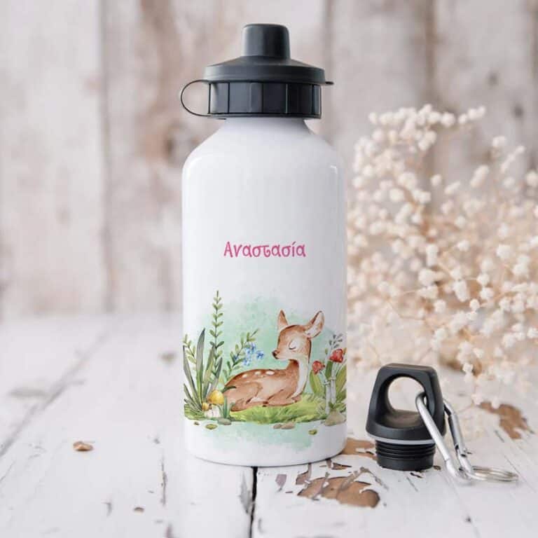 Ποδηλατικό Μπουκάλι 600ml με 2 Καπάκια Προσωποποιημένο 13 Ελαφάκι