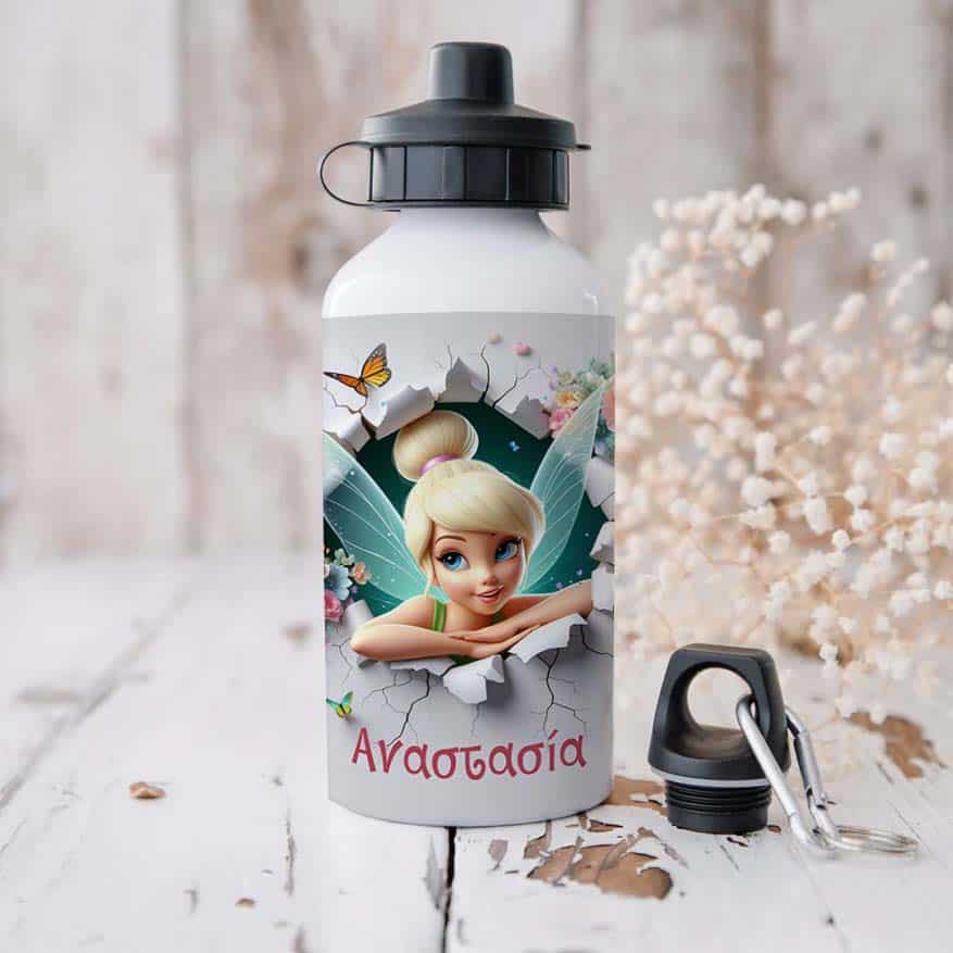 Ποδηλατικό Μπουκάλι 600ml με 2 Καπάκια Προσωποποιημένο 14 Νεράιδα