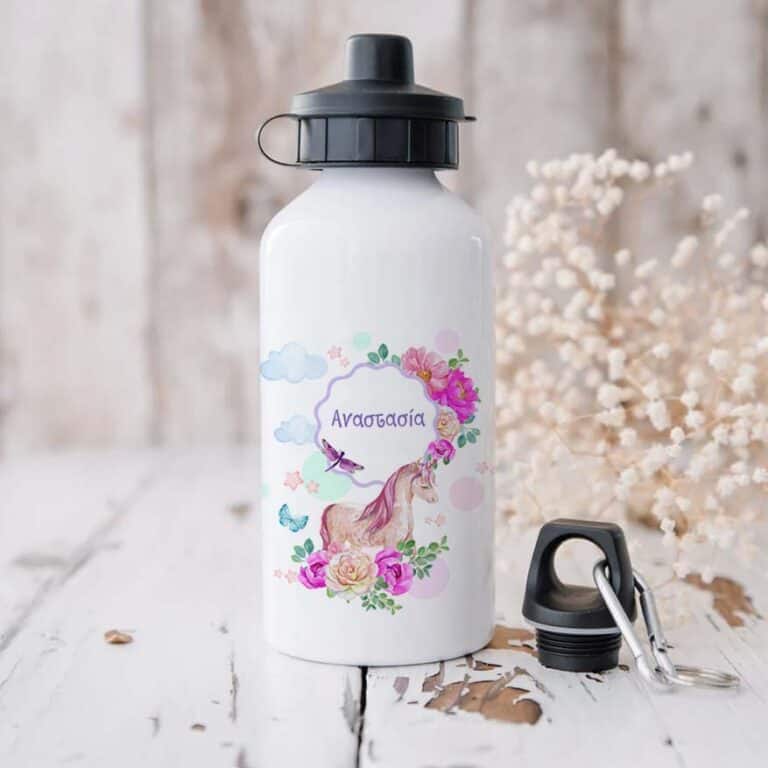 Ποδηλατικό Μπουκάλι 600ml με 2 Καπάκια Προσωποποιημένο 17 Mονόκερος