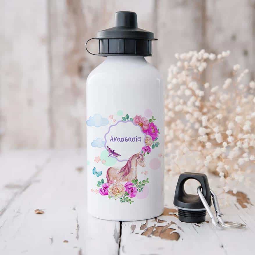 Ποδηλατικό Μπουκάλι 600ml με 2 Καπάκια Προσωποποιημένο 17 Mονόκερος