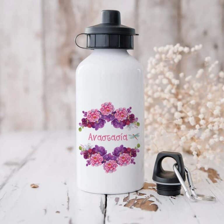 Ποδηλατικό Μπουκάλι 600ml με 2 Καπάκια Προσωποποιημένο 18 Floral