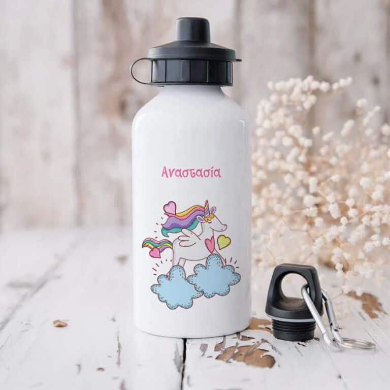 Ποδηλατικό Μπουκάλι 600ml με 2 Καπάκια Προσωποποιημένο 27 Μονόκερος