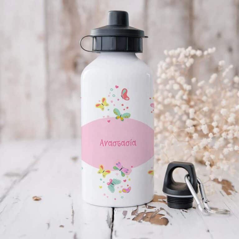 Ποδηλατικό Μπουκάλι 600ml με 2 Καπάκια Προσωποποιημένο 28 Πεταλούδες