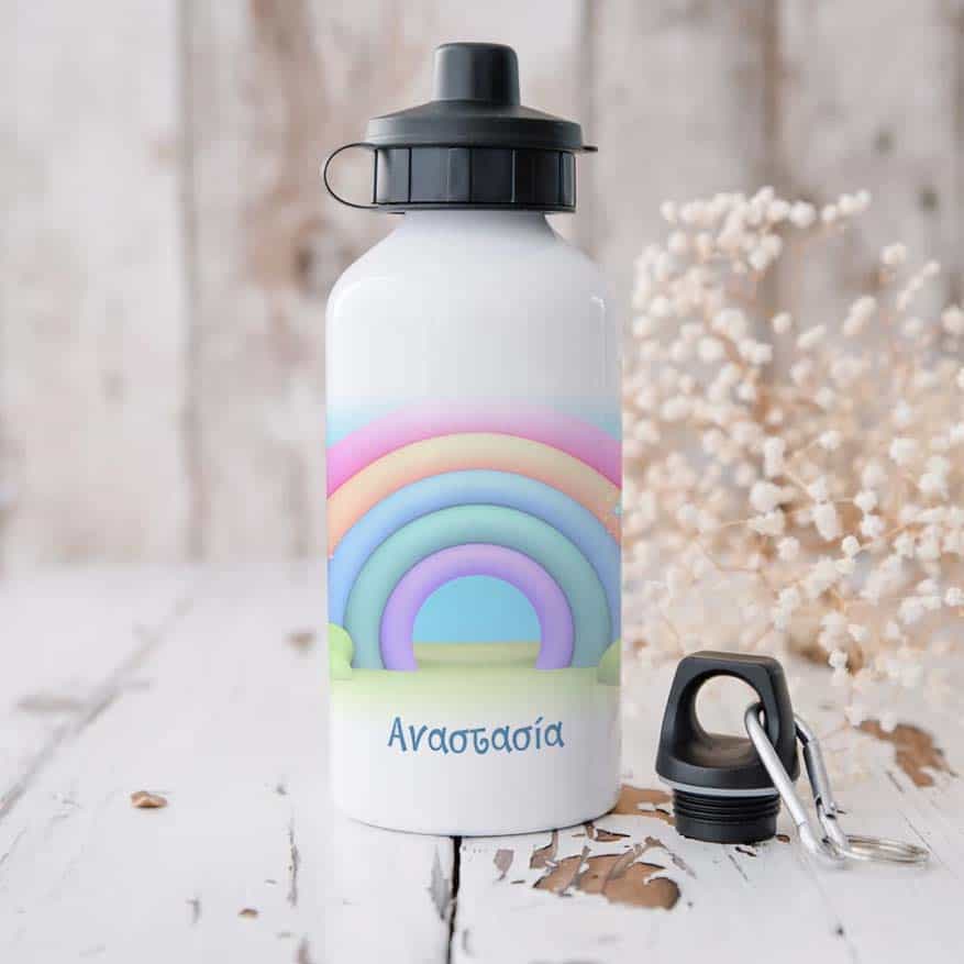 Ποδηλατικό Μπουκάλι 600ml με 2 Καπάκια Προσωποποιημένο 31 Ουράνιο Τόξο