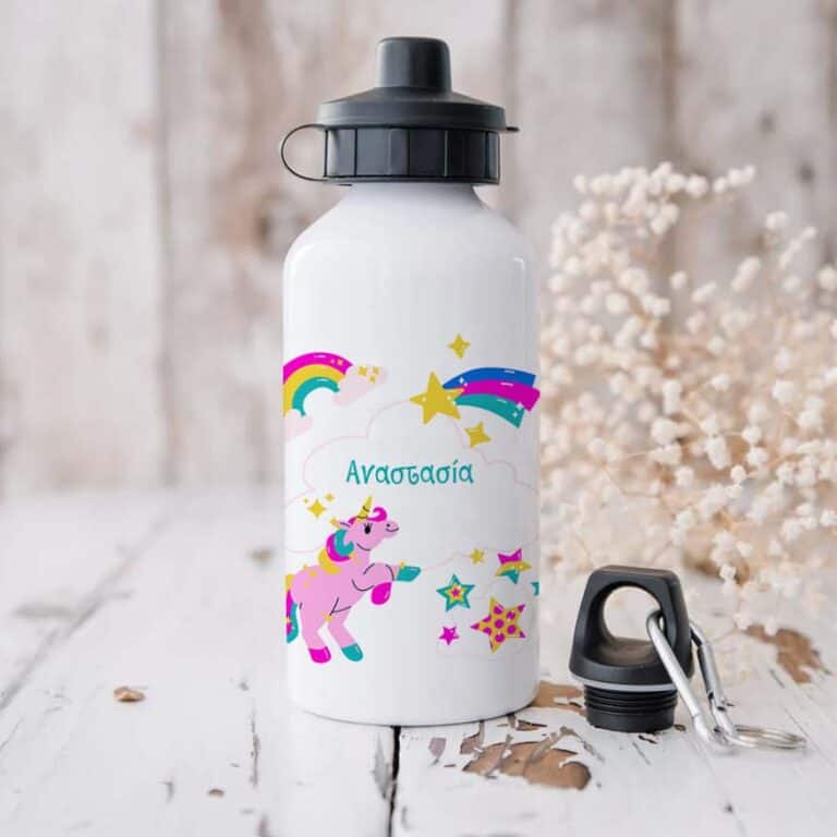 Ποδηλατικό Μπουκάλι 600ml με 2 Καπάκια Προσωποποιημένο 32 Moνόκερος