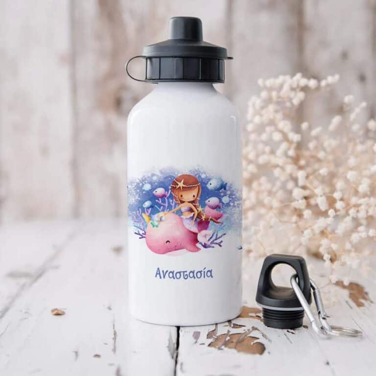 Ποδηλατικό Μπουκάλι 600ml με 2 Καπάκια Προσωποποιημένο 33 Γοργόνα