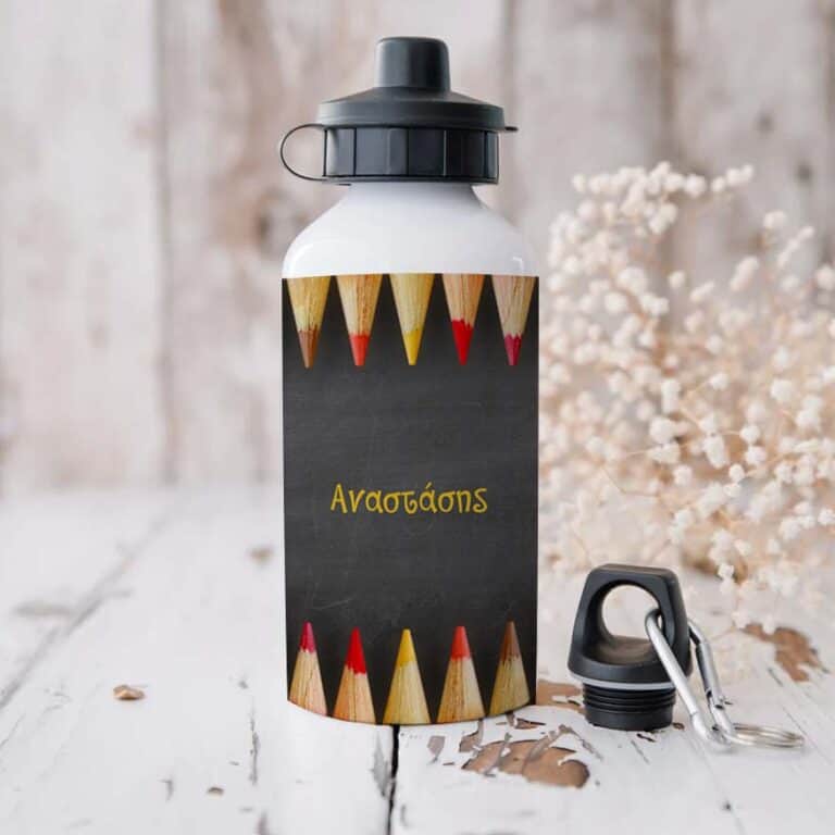 Ποδηλατικό Μπουκάλι 600ml με 2 Καπάκια Προσωποποιημένο 34 Μολύβια