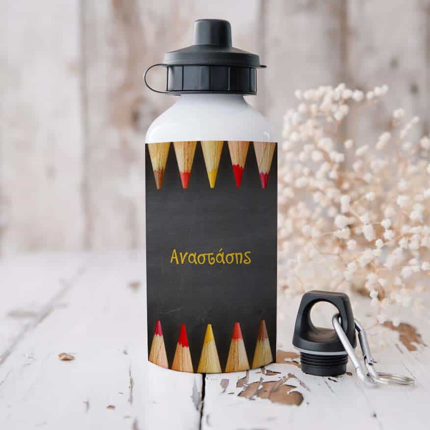 Ποδηλατικό Μπουκάλι 600ml με 2 Καπάκια Προσωποποιημένο 34 Μολύβια