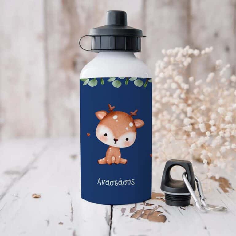 Ποδηλατικό Μπουκάλι 600ml με 2 Καπάκια Προσωποποιημένο 40 Ελαφάκι