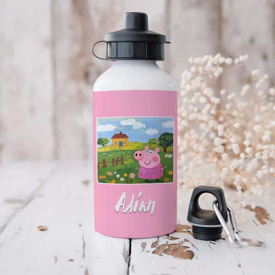 Ποδηλατικό Μπουκάλι 600ml με 2 Καπάκια Προσωποποιημένο 49 Γουρουνάκι