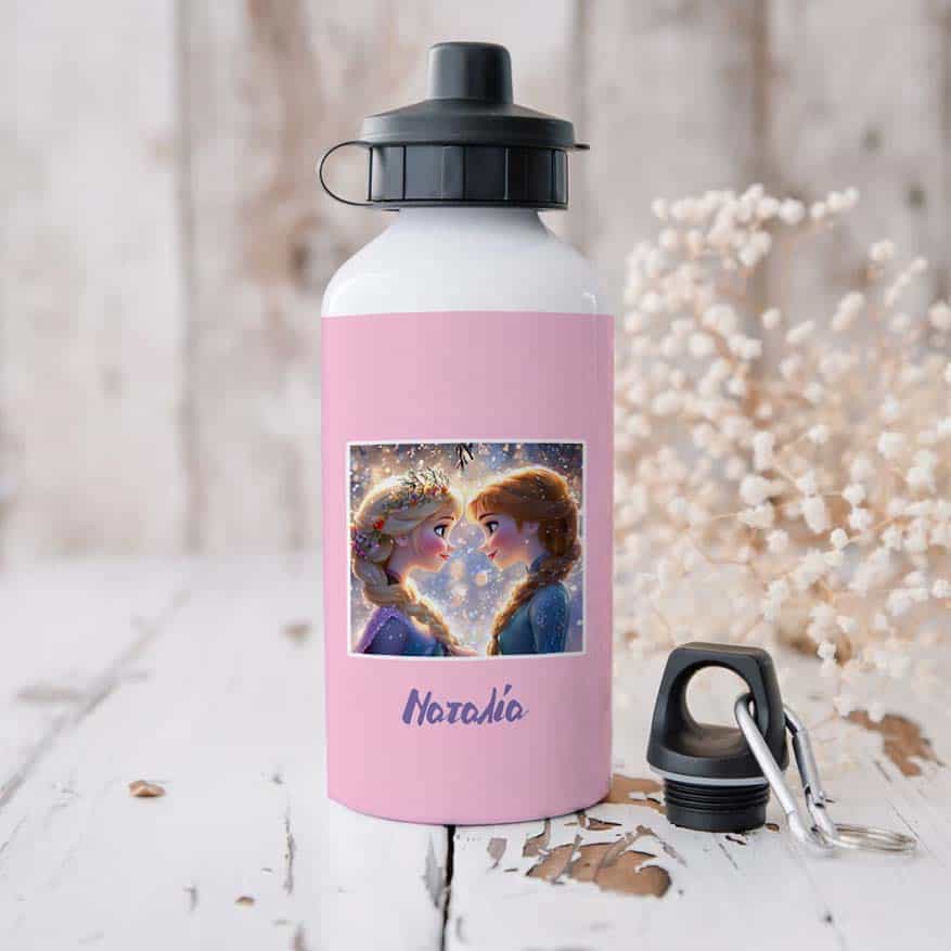 Ποδηλατικό Μπουκάλι 600ml με 2 Καπάκια Προσωποποιημένο 50 Έλσα και Άννα